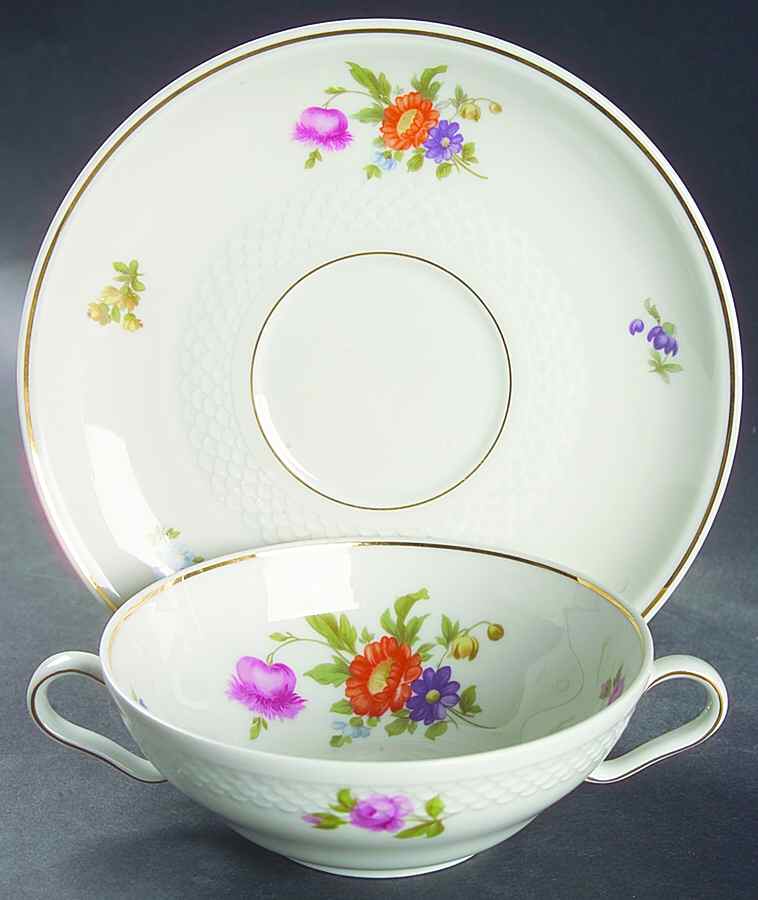 Spring Garden Flat Cream Soup Bowl & Saucer Set by Thomas-1