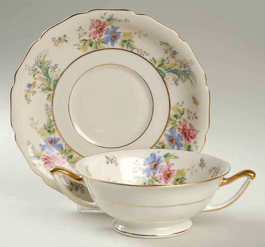 Lady Hamilton Footed Cream Soup Bowl & Saucer Set by Thomas-1
