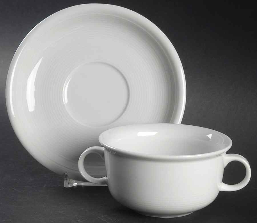Trend White Flat Cream Soup Bowl & Saucer Set by Thomas-1
