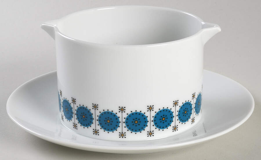 Turquoise Round Gravy Boat/Attached Underplate by Thomas-1