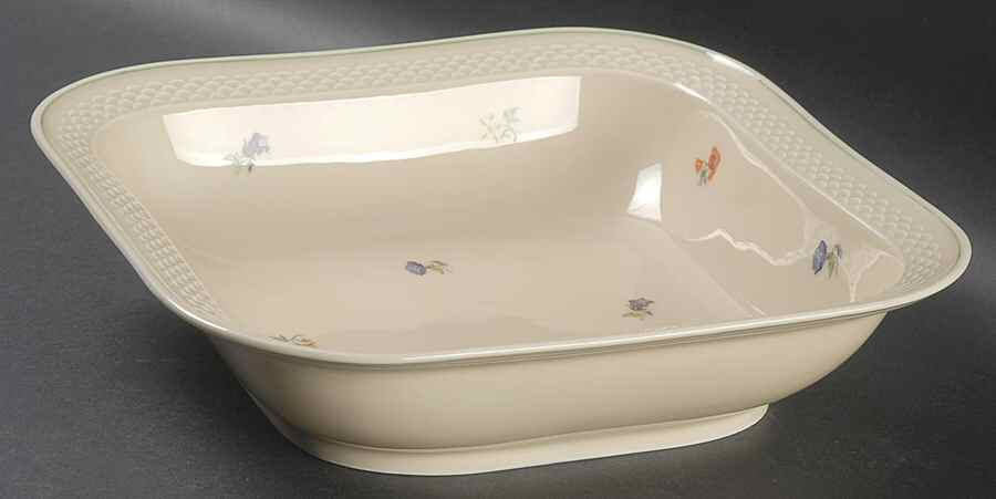 Versailles (Cream Background) Square Vegetable Bowl by Thomas-1