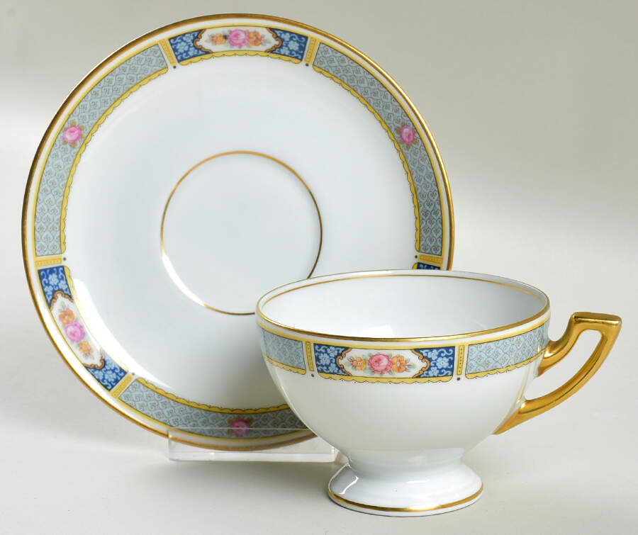 Wales (All White, No Verge) Footed Cup & Saucer Set by Thomas-1