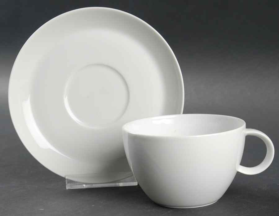 York White Flat Cup & Saucer Set by Thomas-1
