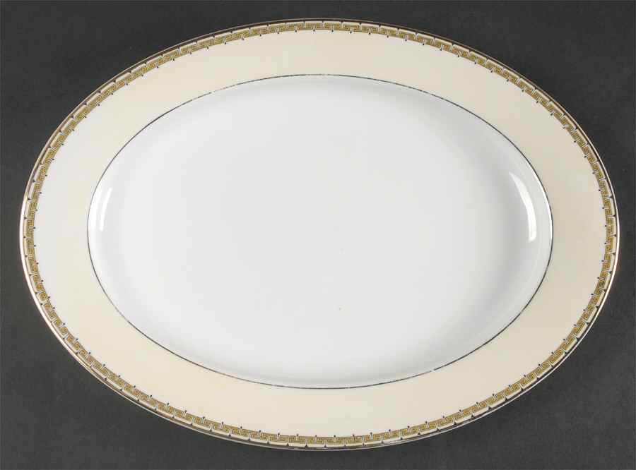 Athena (Yellow Key) 14" Oval Serving Platter by Thun-1