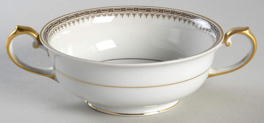 Athena (Brown Blocks) Footed Cream Soup Bowl by Thun-1