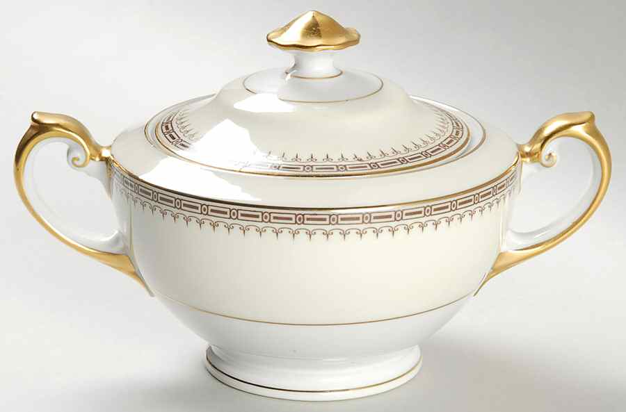 Athena (Brown Blocks) Sugar Bowl & Lid by Thun-1
