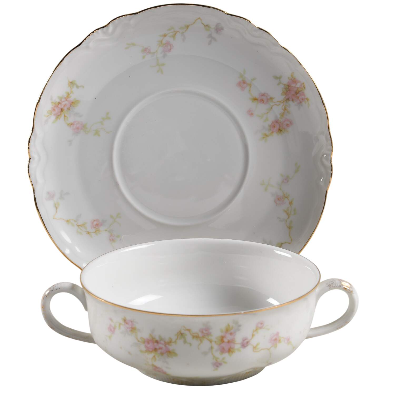 Bordeaux Flat Cream Soup Bowl & Saucer Set by Thun-1
