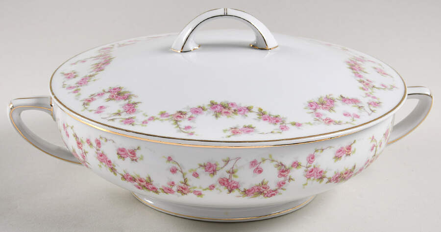 Bridal Rose (Smooth) Round Covered Vegetable by Thun-1
