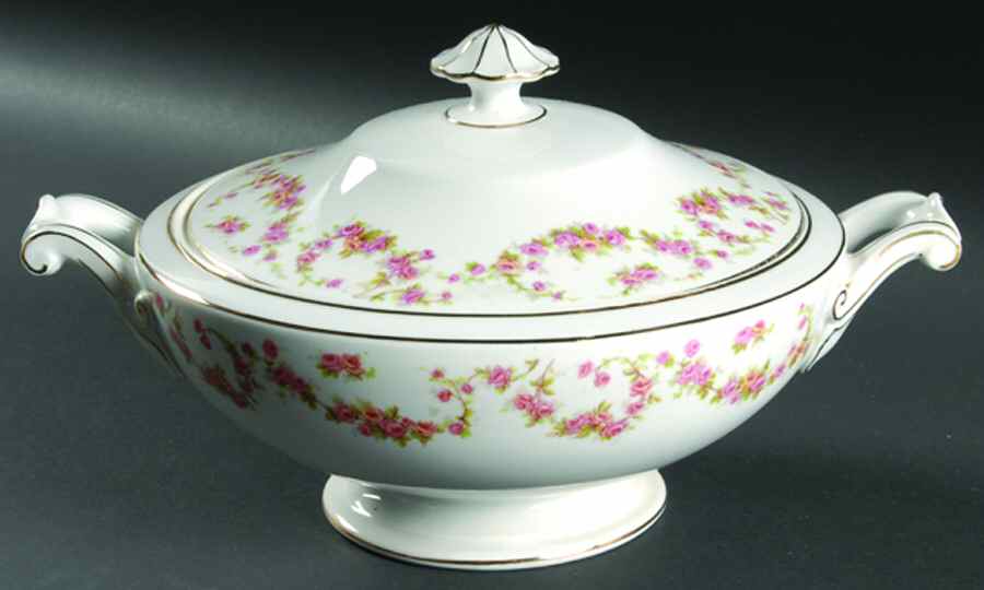 Bridal Rose (Smooth) Round Covered Vegetable by Thun-1