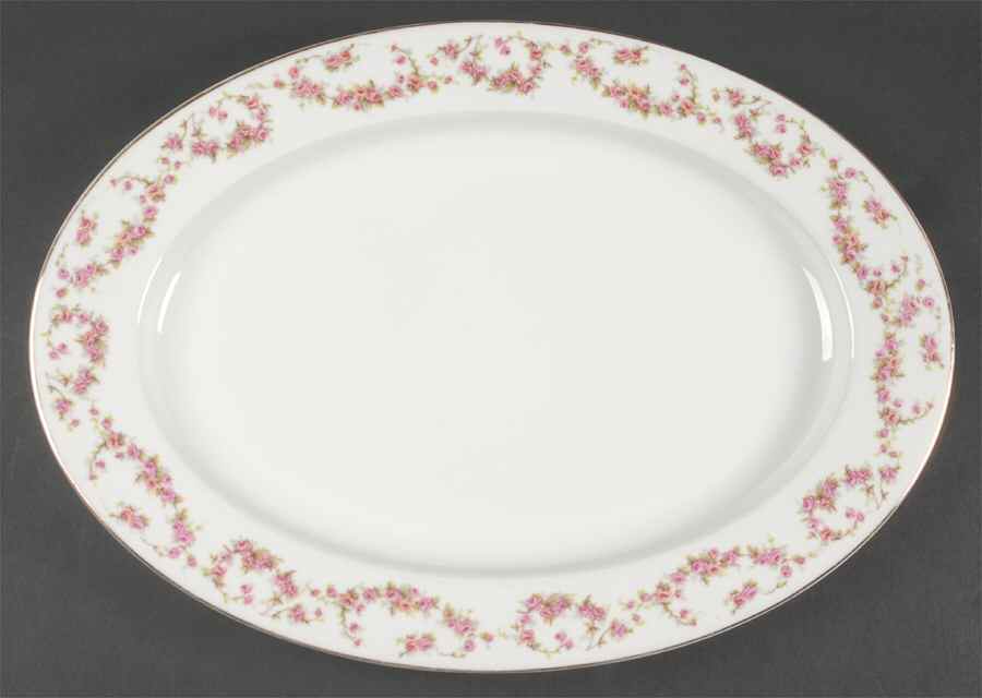 Bridal Rose (Smooth) 16" Oval Serving Platter by Thun-1