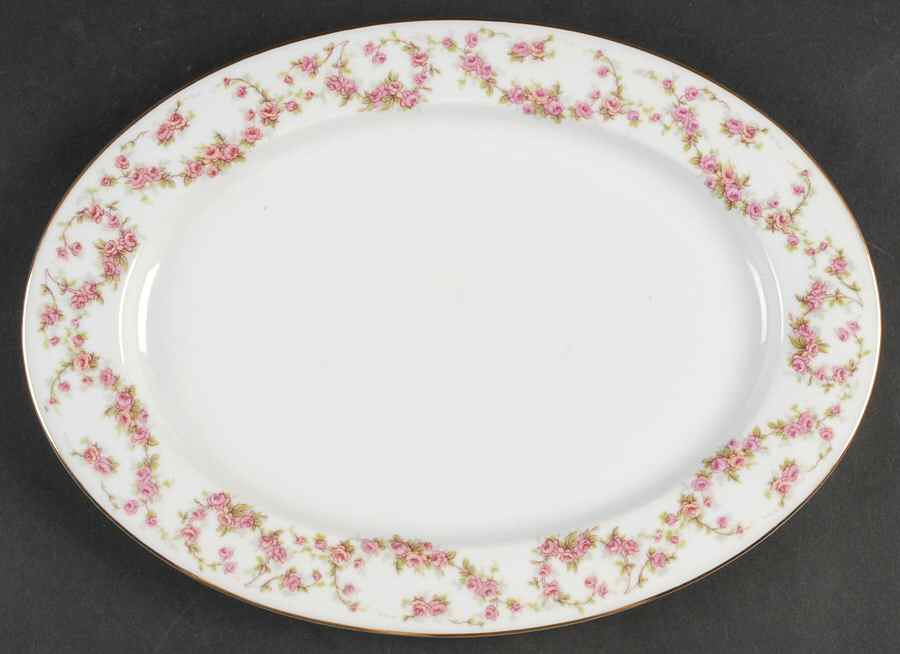 Bridal Rose (Smooth) 12" Oval Serving Platter by Thun-1