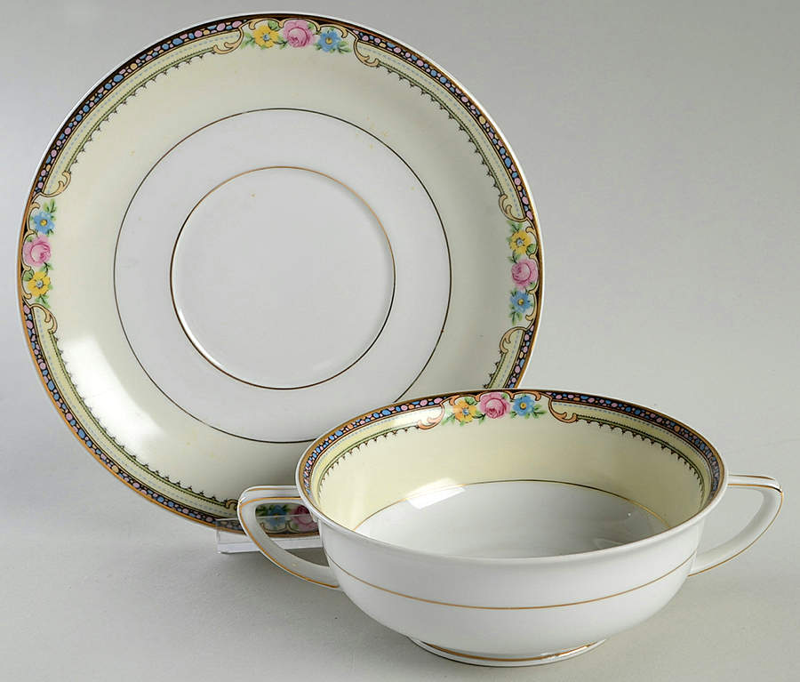 Delaware-Derby Footed Cream Soup Bowl & Saucer Set by Thun-1