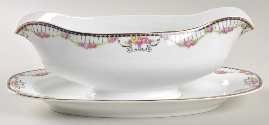 Empire (White) Gravy Boat with Attached Underplate by Thun-1
