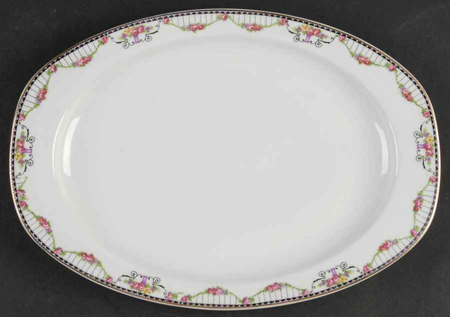 Empire (White) 11" Oval Serving Platter by Thun-1