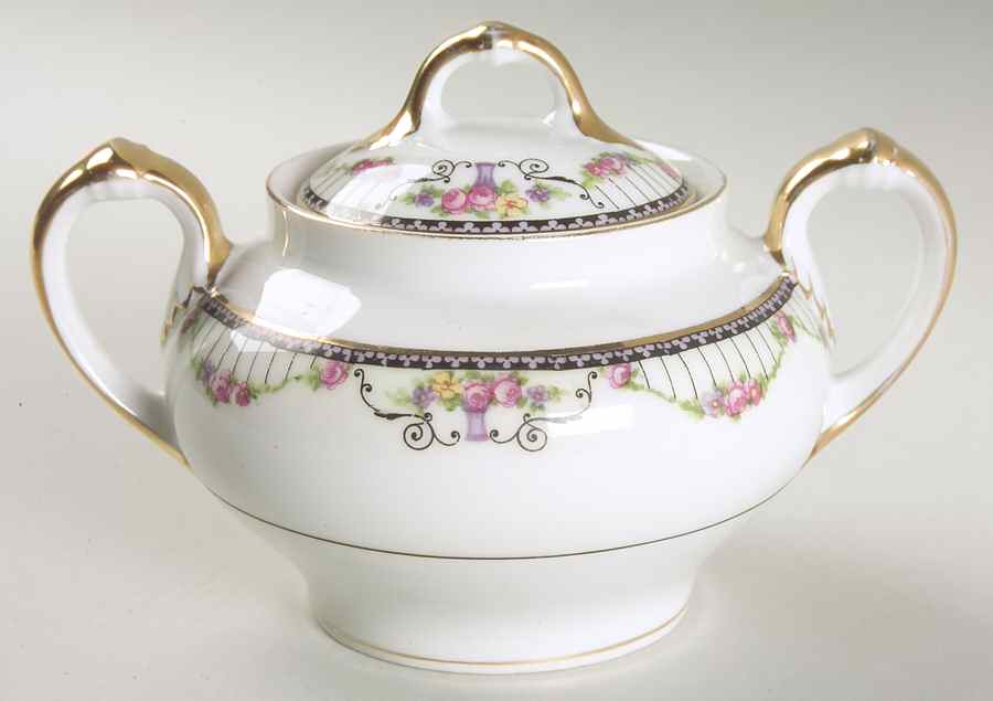 Empire (Cream Border) Sugar Bowl & Lid by Thun-1