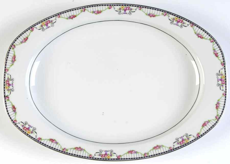 Empire (Cream Border) 13" Oval Serving Platter by Thun-1