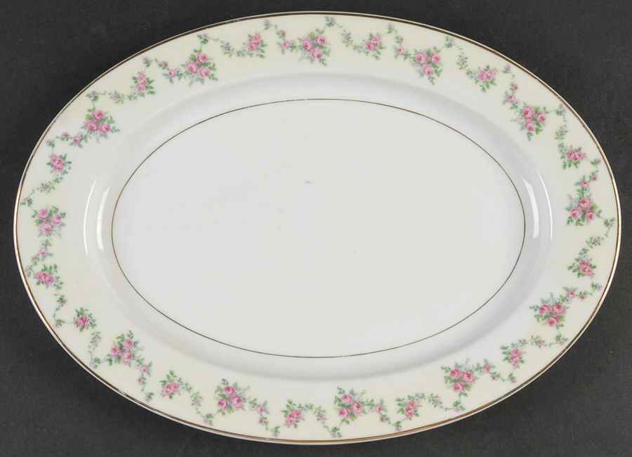 Garland Rose 12" Oval Serving Platter by Thun-1