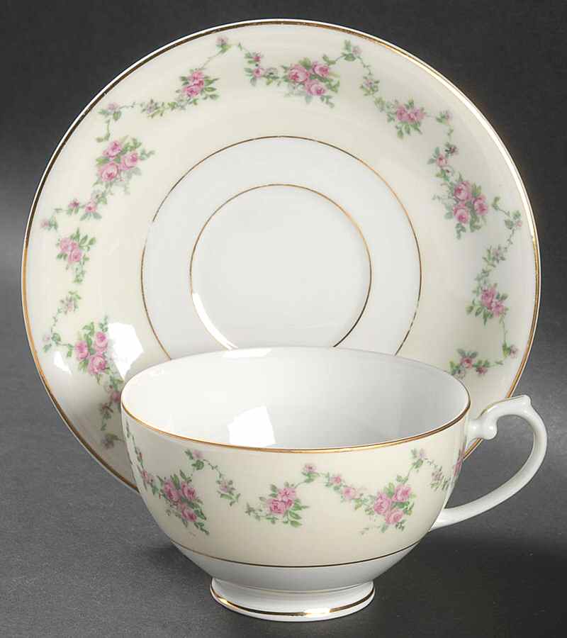 Garland Rose Footed Cup & Saucer Set by Thun-1