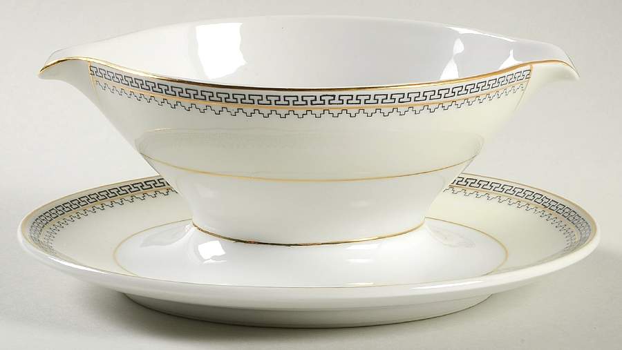 Grecian Gravy Boat with Attached Underplate by Thun-1