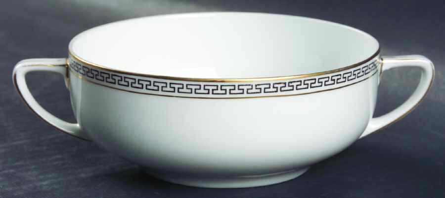 Greek Key Flat Cream Soup Bowl by Thun-1