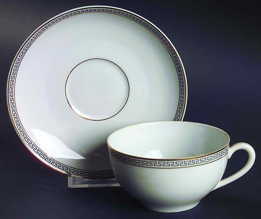 Greek Key Flat Cup & Saucer Set by Thun-1