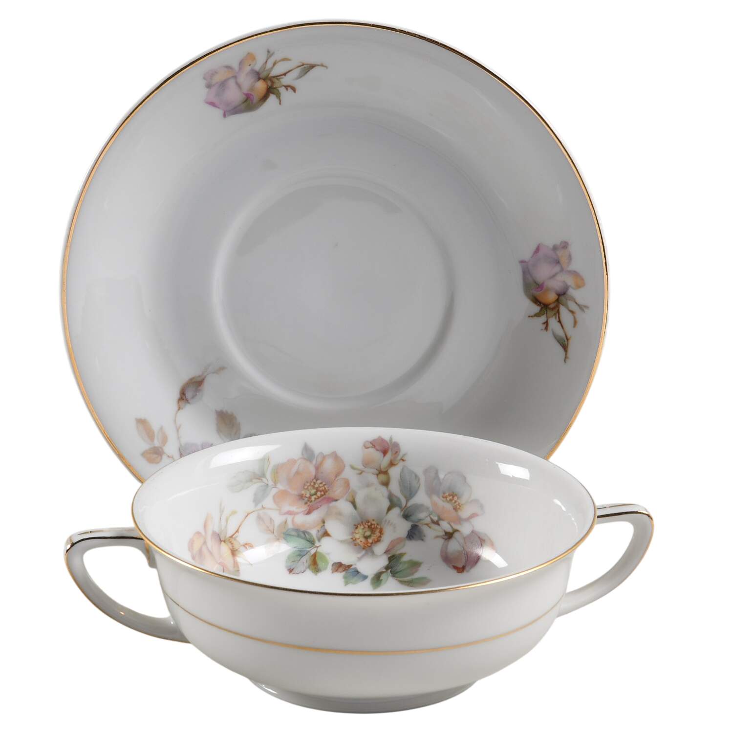 Orlando Footed Cream Soup Bowl & Saucer Set by Thun-1