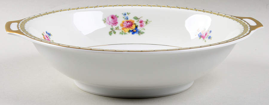 Rosemary (Floral, Greek Key Design) 10" Round Vegetable Bowl by Thun-1