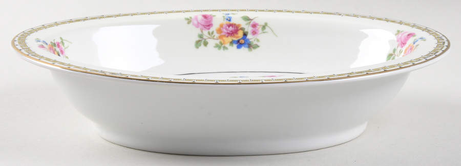 Rosemary (Floral, Greek Key Design) 9" Oval Vegetable Bowl by Thun-1