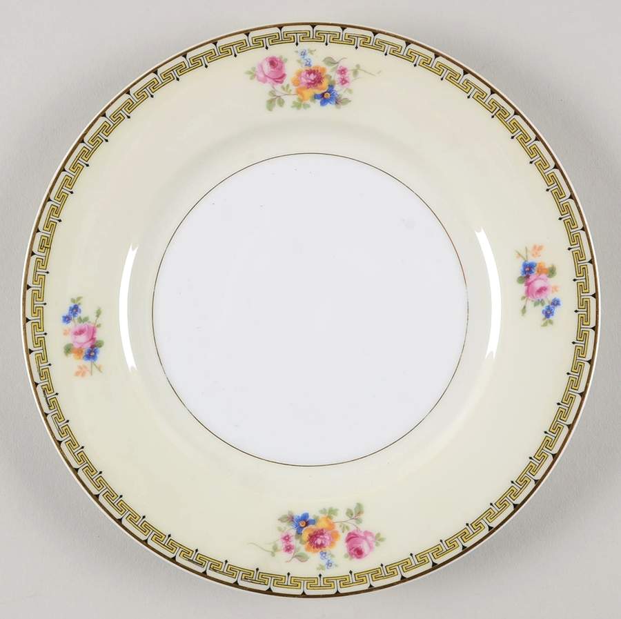 Rosemary (Floral, Greek Key Design) Salad Plate by Thun-1