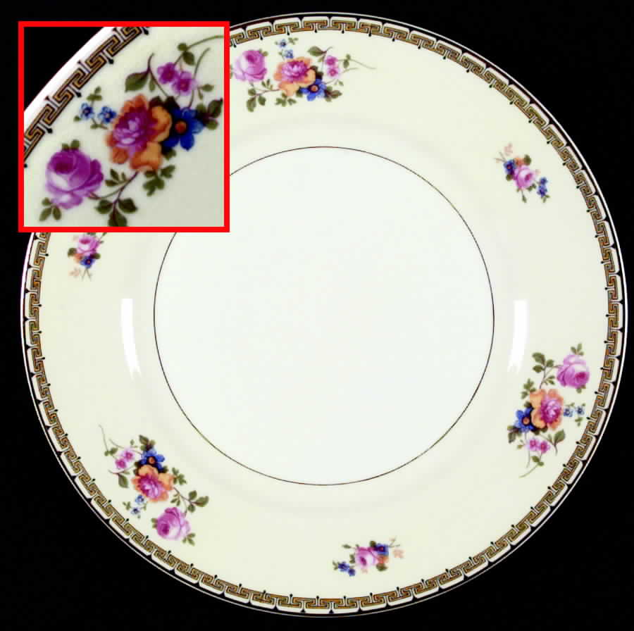 Rosemary (Floral, Greek Key Design) Dinner Plate by Thun-1