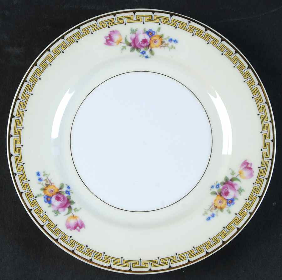 Rosemary (Floral, Greek Key Design) Bread & Butter Plate by Thun-1