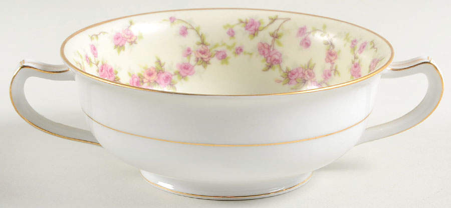 Rosemary (Small Pink Roses) Footed Cream Soup Bowl by Thun-1
