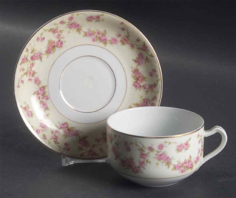 Rosemary (Small Pink Roses) Flat Cup & Saucer Set by Thun-1