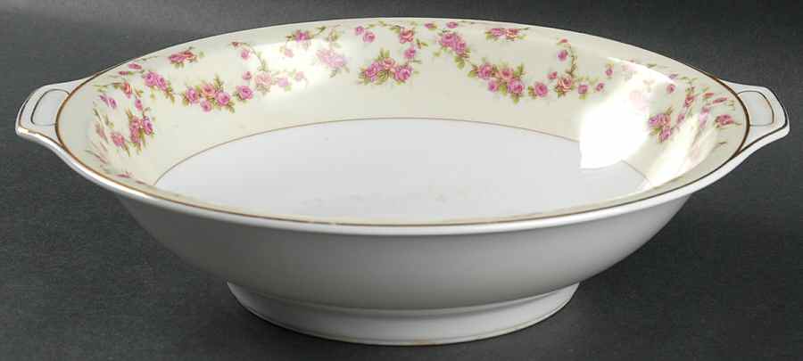 Rosemary (Small Pink Roses) 10" Round Vegetable Bowl by Thun-1
