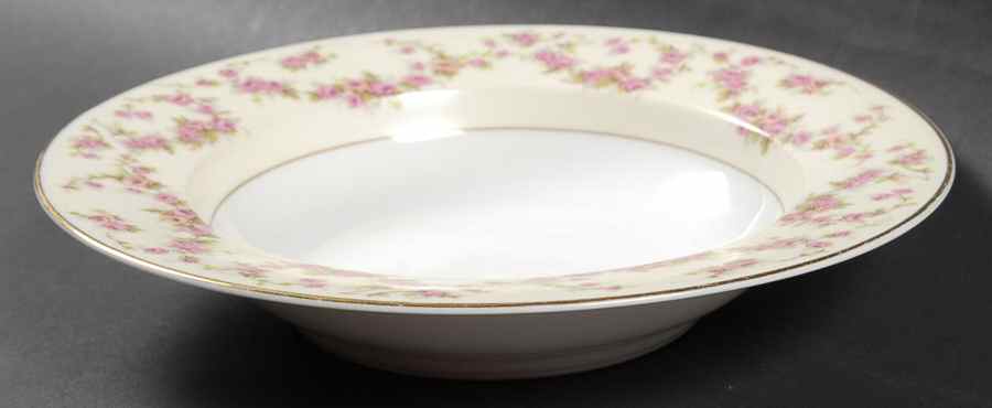 Rosemary (Small Pink Roses) Rim Soup Bowl by Thun-1