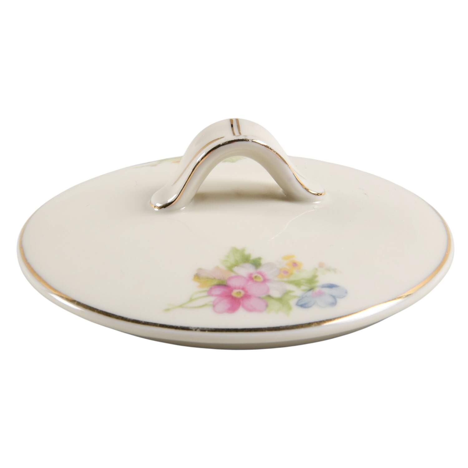 Springtime (Ivory Background, Pink Blue Gray) Lid for Sugar Bowl by Thun-1