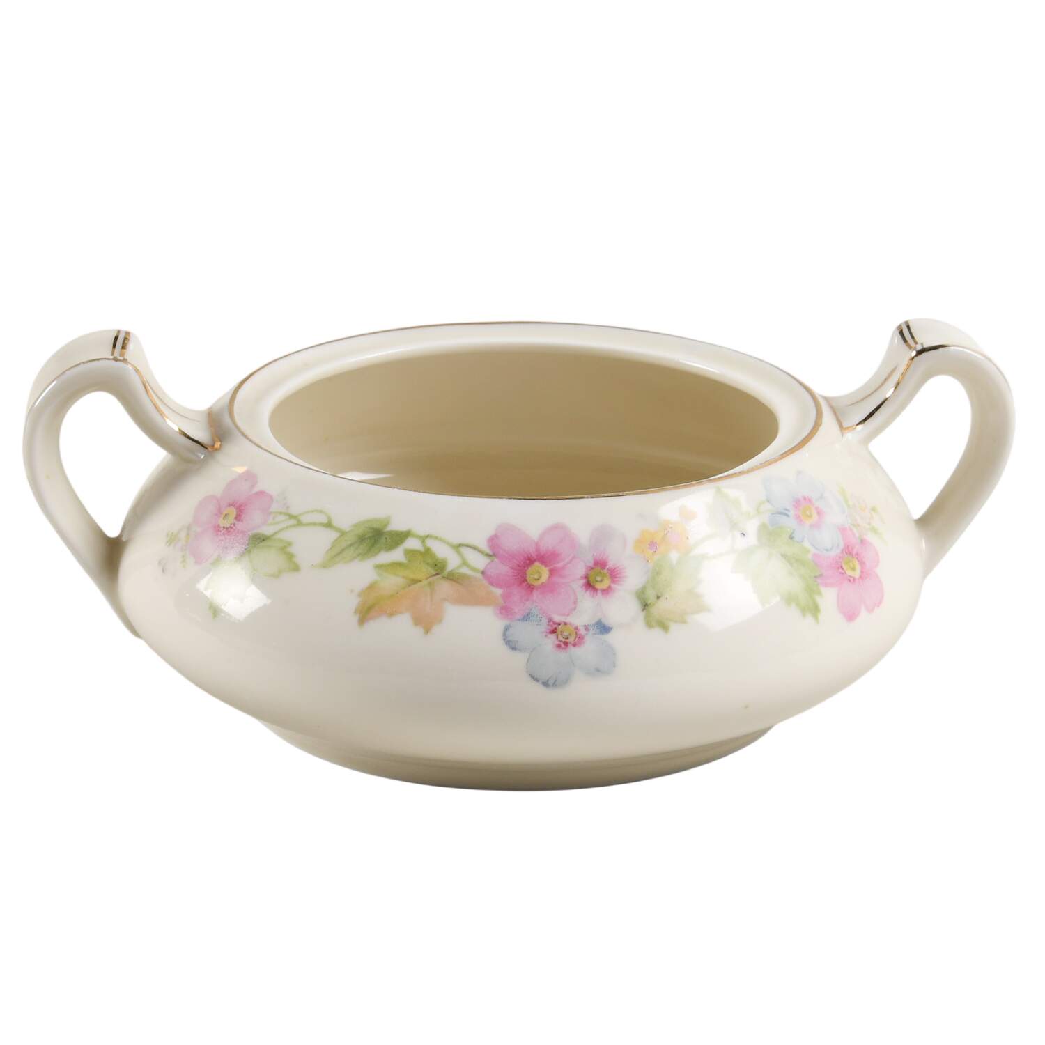 Springtime (Ivory Background, Pink Blue Gray) Sugar Bowl No Lid by Thun-1