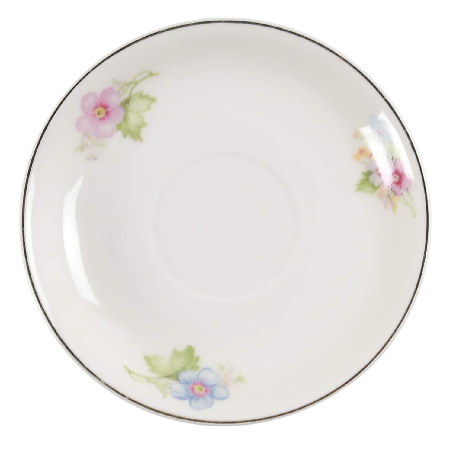Springtime (Ivory Background, Pink Blue Gray) Saucer by Thun-1
