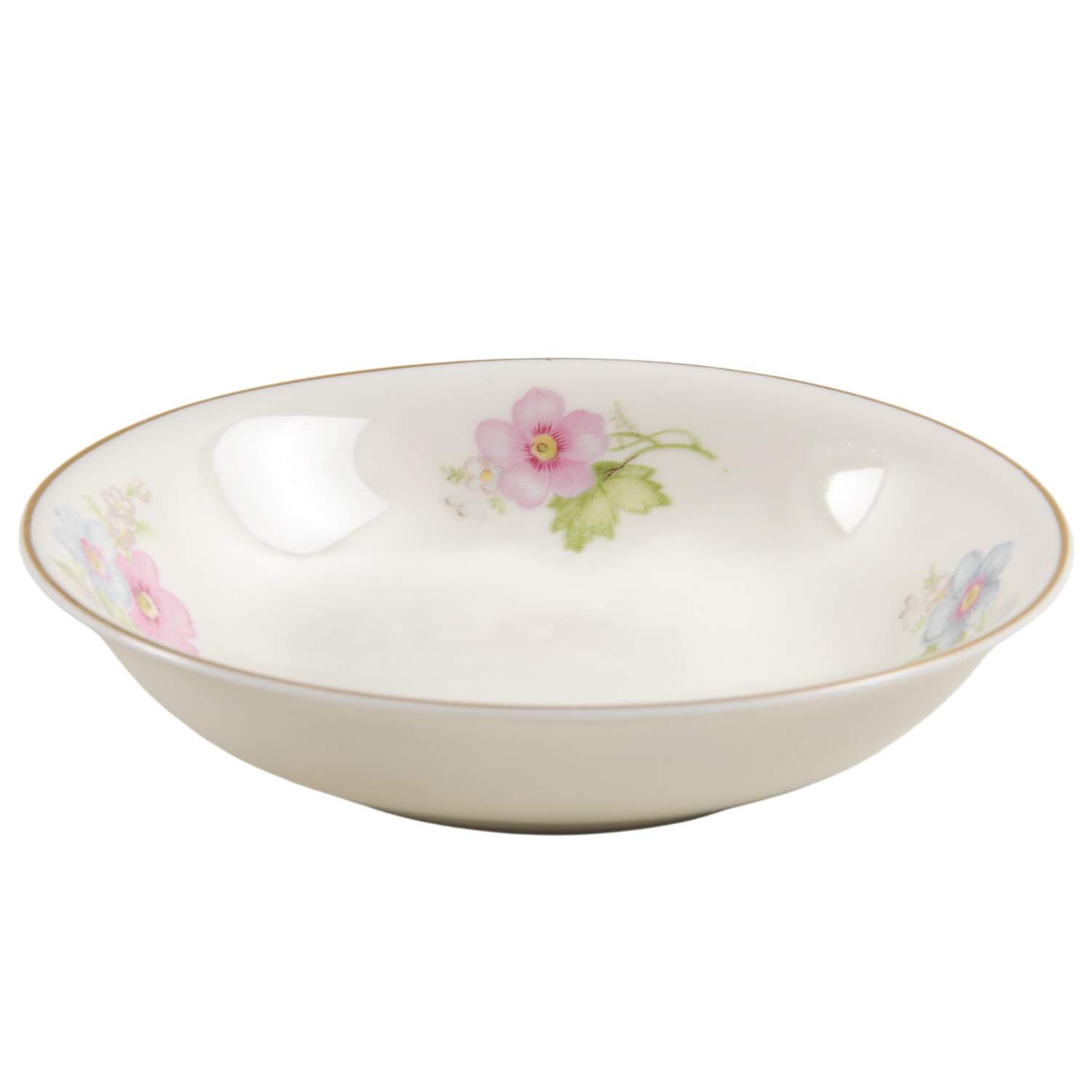 Springtime (Ivory Background, Pink Blue Gray) Fruit/Dessert (Sauce) Bowl by Thun-1
