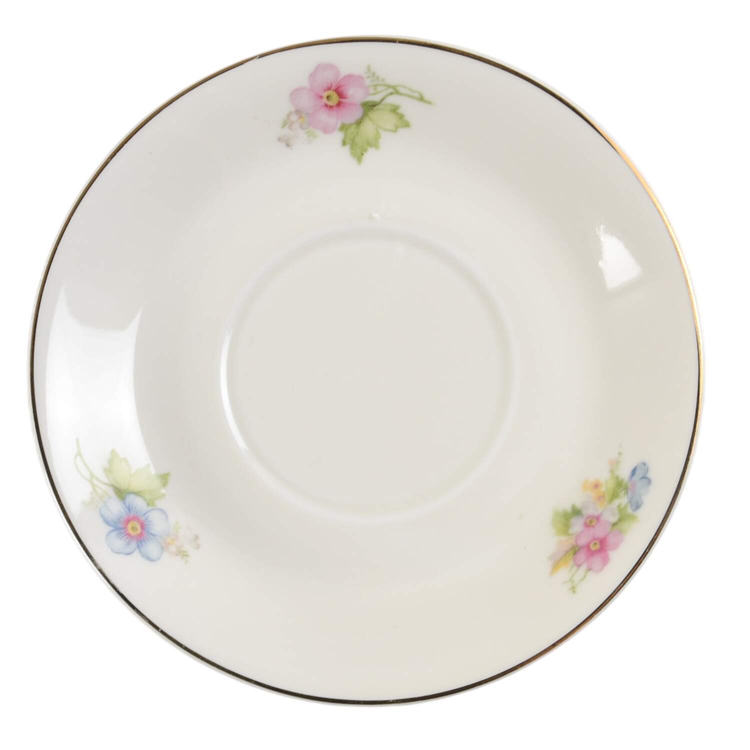 Springtime (Ivory Background, Pink Blue Gray) Saucer for Cream Soup Bowl by Thun-1