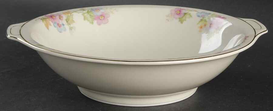 Springtime (Ivory Background, Pink Blue Gray) 10" Round Vegetable Bowl by Thun-1