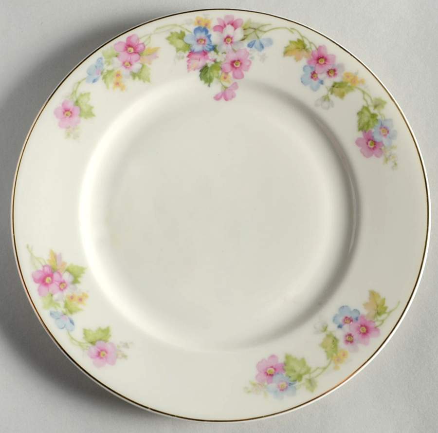 Springtime (Ivory Background, Pink Blue Gray) Salad Plate by Thun-1