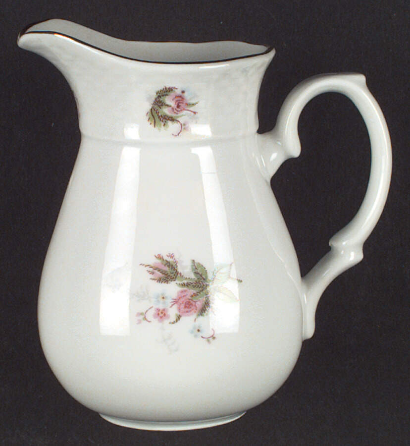 Springtime (White Bkgd, Basketweave Pink Rose) Creamer by Thun-1