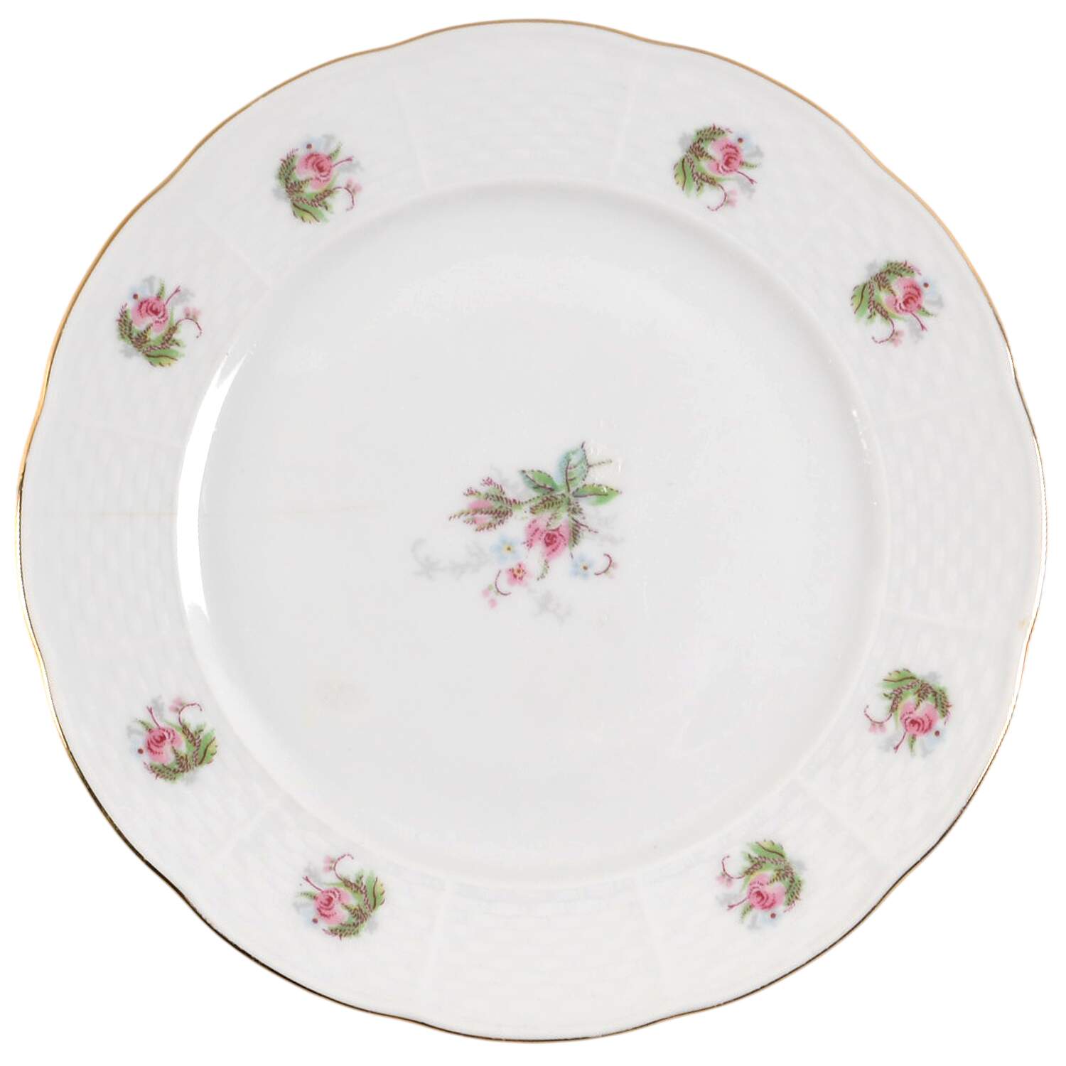 Springtime (White Bkgd, Basketweave Pink Rose) Bread & Butter Plate by Thun-1