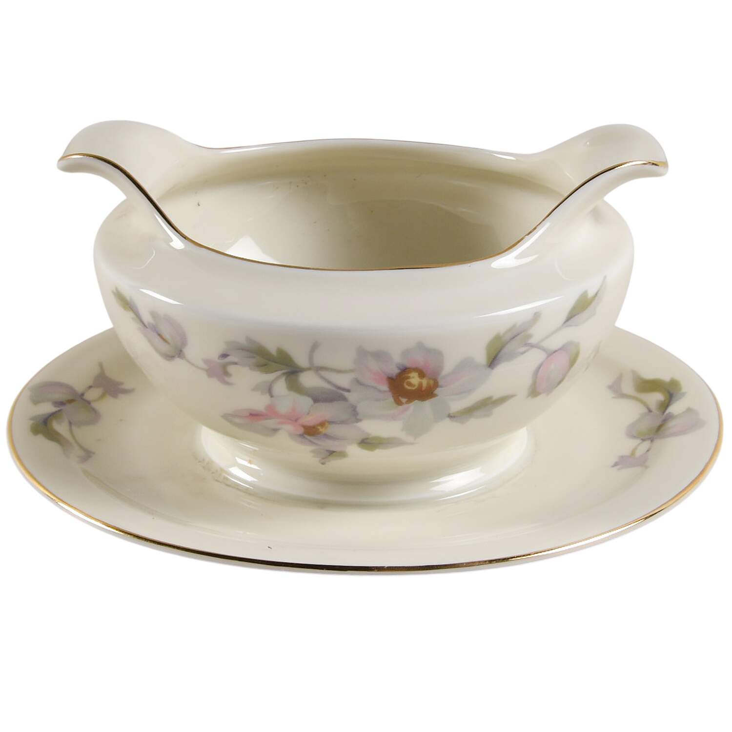 THU4 (CREAM BKGD) Gravy Boat with Attached Underplate by Thun-1