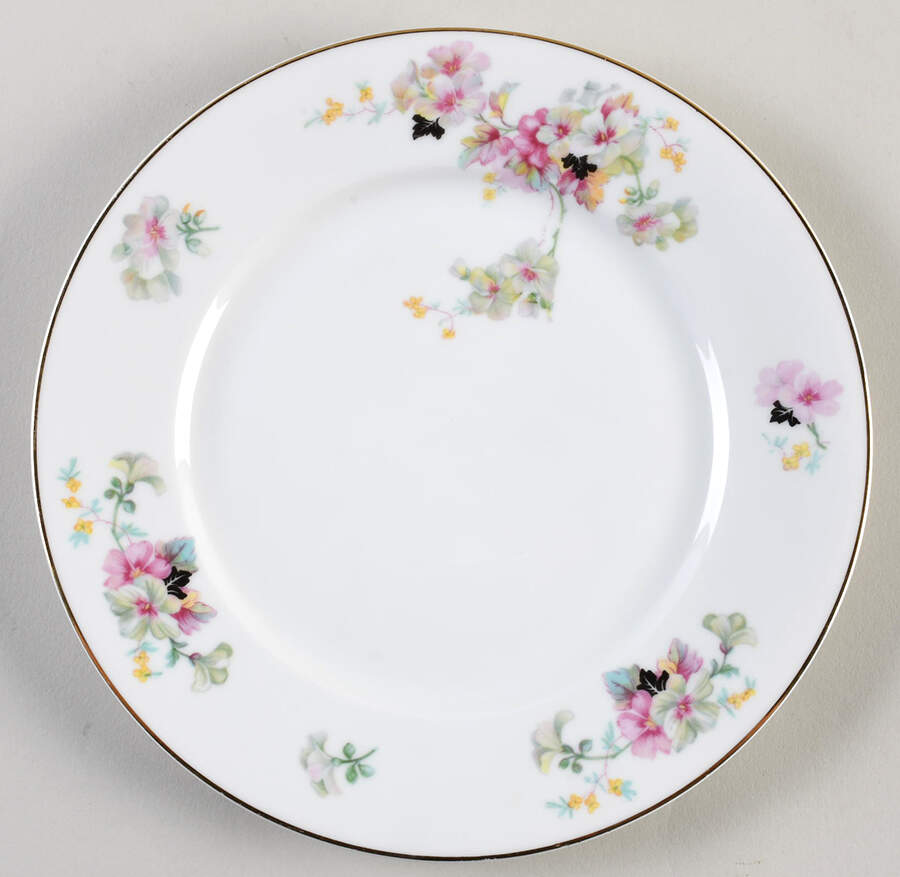 Virginia (Pink Flowers, Black Leaves) Luncheon Plate by Thun-1