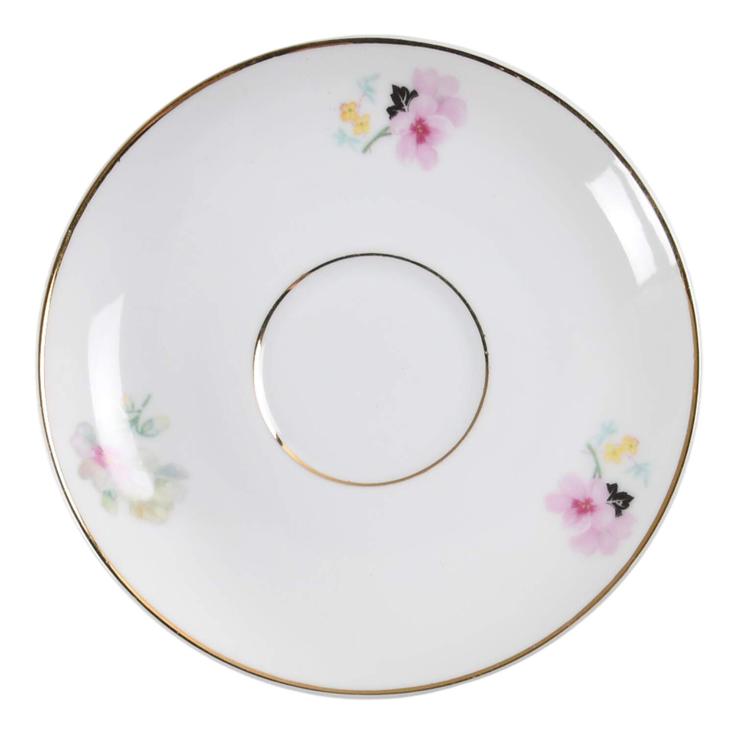 Virginia (Pink Flowers, Black Leaves) Saucer by Thun-1