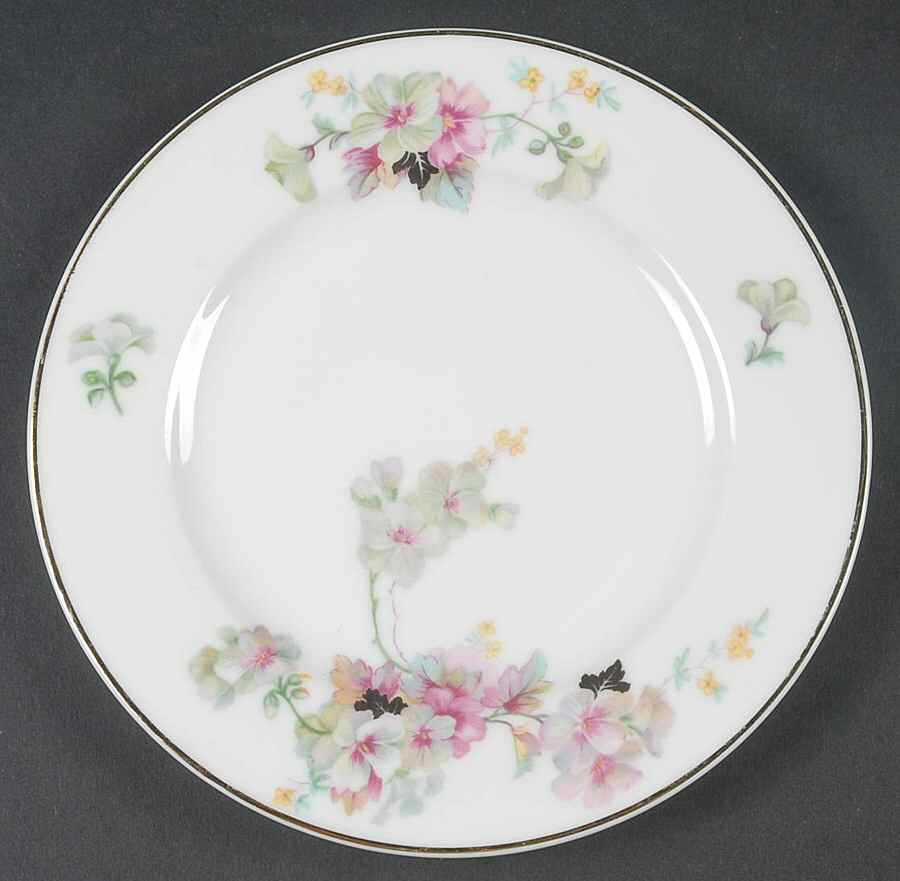 Virginia (Pink Flowers, Black Leaves) Bread & Butter Plate by Thun-1