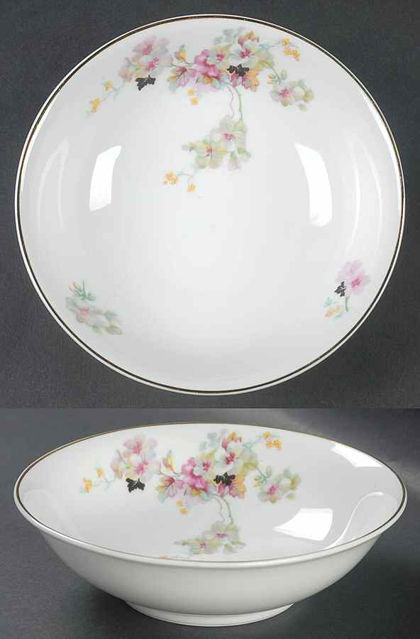 Virginia (Pink Flowers, Black Leaves) Coupe Cereal Bowl by Thun-1
