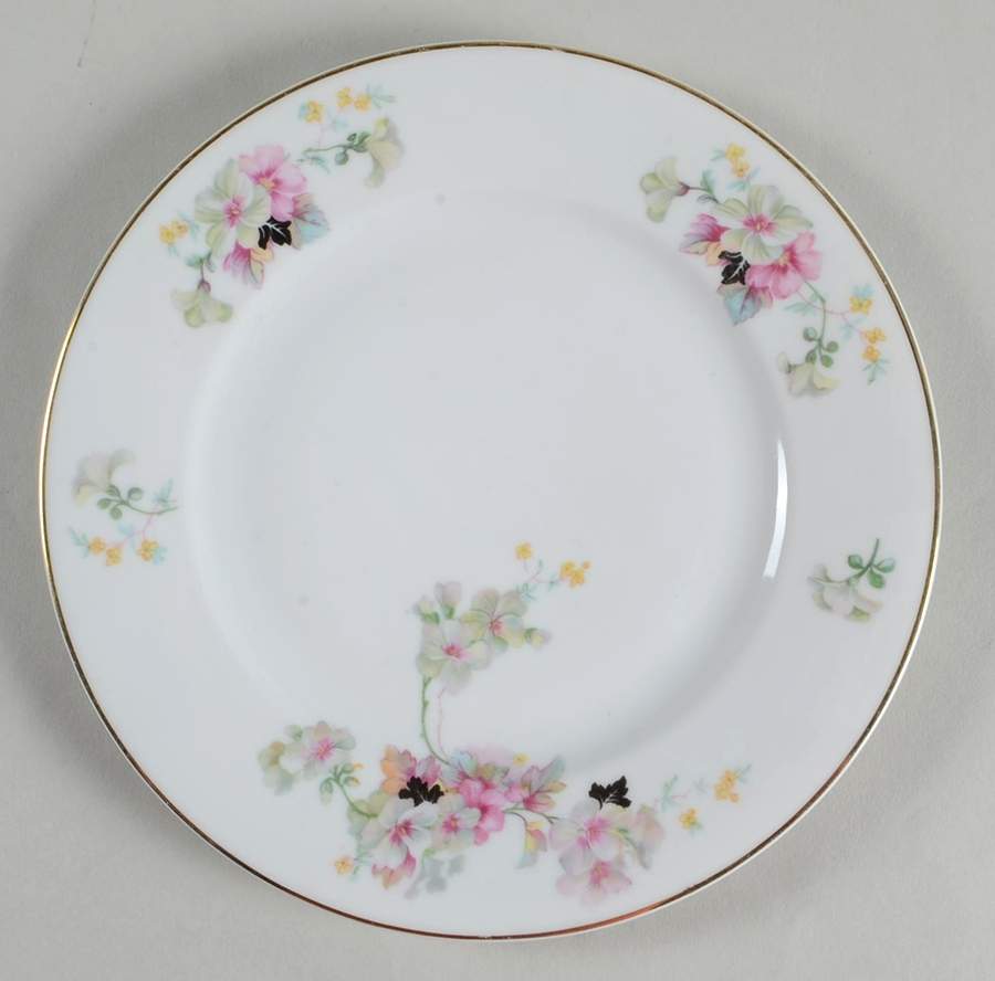 Virginia (Pink Flowers, Black Leaves) Salad Plate by Thun-1